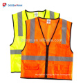 Factory Wholesale Customized Logo Prined 100% Polyester Mesh High Visibility Reflective Safety Security Vest With Pockets Zipper